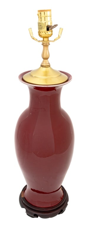 Chinese Copper Red Glazed Porcelain Vase as Lamp (1 of 5)