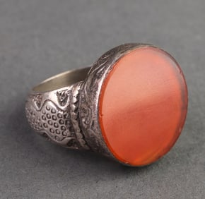 Engraved Silver Carnelian Ring