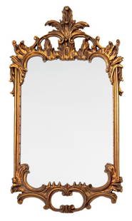 Louis XV Style Gilt Composite Wall Mirror: Louis XV Style Gilt Composite Wall Mirror, 20th century. 50.5" H x 28" W. Provenance: From an East 72nd Street Estate. Keywords: Looking glass, Vanity, Wall hanging, French design, 18th Century Style,