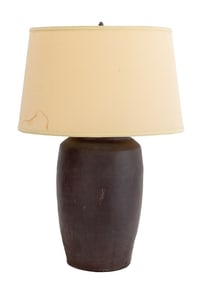 Contemporary Brown Glazed Art Pottery Vase as Lamp