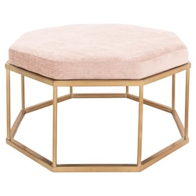 West Elm Pink Velvet Covered Octagonal Ottoman