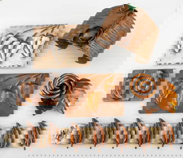 Francisco Rebajes Mixed Metal Art Jewelry, 6 Pcs.: Group of Six Pieces of Francisco Rebajes (Dominican/American, 1907-1990)Mixed Metal Art Jewelry, comprising: three leaf motif brooches, two copper with one signed, and one sterling silver signed and