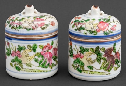 Chinese Famille Rose Porcelain Covered Jars, Pair