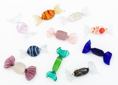 Italian Murano Art Glass Candy, 10 Pcs.