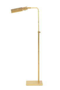 Koch & Lowy Adjustable Brass Floor Lamp: Koch and Lowy Omi Adjustable Brass Floor Lamp, with articulated shade, marked "OMI" to the neck. 42.5" H x 18" W x 6" D. Provenance: From a Greenwich, Connecticut Collection. Keywords: Lighting, Stand