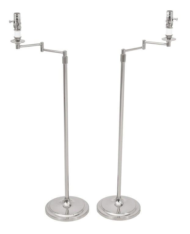 Chrome Swing-Arm Floor Lamps, Pair (1 of 5)