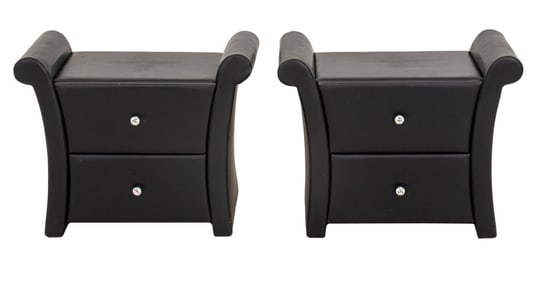 Modern Faux Leather Covered Nightstands, 2