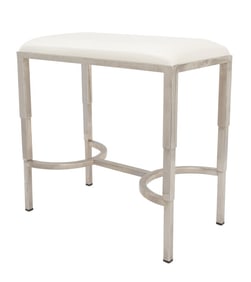 Art Deco Style Chrome and White Leather Stool