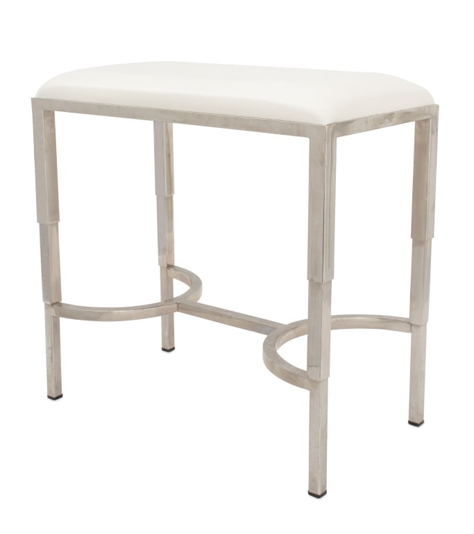 Art Deco Style Chrome and White Leather Stool (1 of 4)