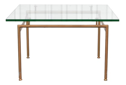 Modern Glass-Topped Gilt Metal Side Table