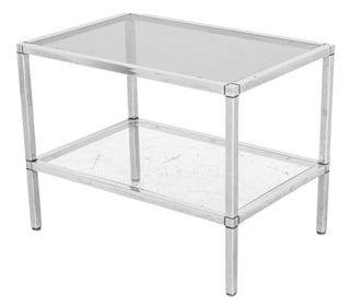 Modernist Chrome and Glass 2-Tier Side Table