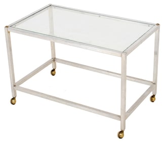 Postmodern Glass-Topped Chrome Coffee Table