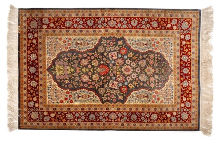 Turkish Silk Hereke Rug, 4' 7" x 2' 9"