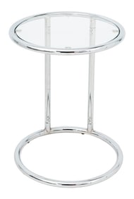 Eileen Gray Style Chrome and Glass Side Table