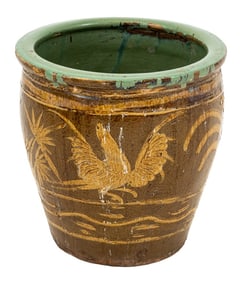 Chinese Brown Glazed Earthenware Jardiniere