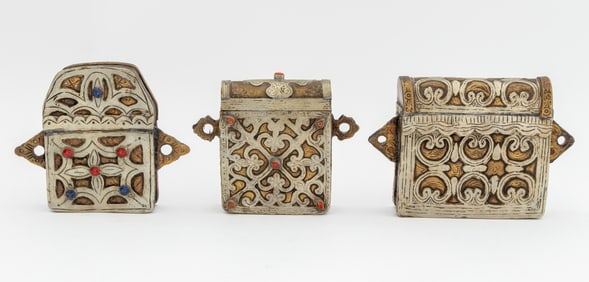 North African Mixed Metal Quran Enam Boxes, 3