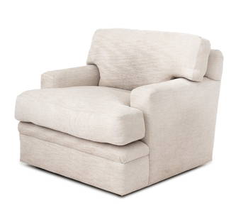 Contemporary White Upholstered Armchair: Contemporary White Microfiber Upholstered Arm Chair, with removable cushions, on four veneered mahogany block feet. 34.5" H x 36" W x 37" D; seat: 19.75" H. Provenance: From a 57th Street Estate. Keyw