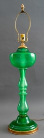 Mid-Century Modern Green Glass Table Lamp