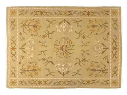 Savonnerie Style Flatweave Wool Carpet, 12' x 9': Savonnerie Style Flatweave Wool Carpet. 12' L x 9' W. Provenance: The Upper East Side Estate of Anne Kaufman Schneider, the daughter of Pulitzer Prize-winning playwright George S. Kaufman. Keywords: C