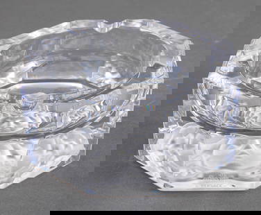 Versace "Medusa Lumiere" Glass Vide Poche: Rosenthal for Versace "Medusa Lumiere" Glass Vide Poche, signed to base. 2.75" H x 5" Diameter. Provenance: From a New York City Collection. Keywords: Designer, Luxury brand, Italian, German crystal,