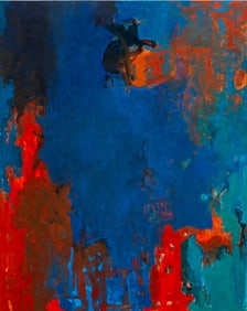 Robert O'Meara Abstract in Blue and Red Oil