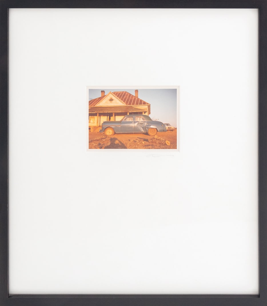 William Christenberry "House and Car" C-Print: William Christenberry (American, 1936-2016), "House and Car, Near Akron, Alabama", Vintage Chromogenic Print, 1978, signed in pencil on the mat lower right, Joseph Bellows Gallery label to the reverse