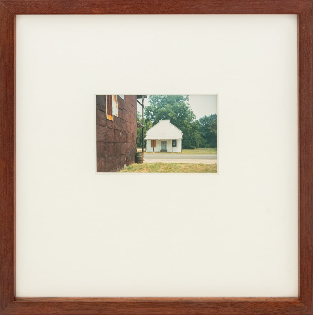 William Christenberry "Warehouse Wall..." C-Print: William Christenberry (American, 1936-2016), "Warehouse Wall and Store, Newbern Alabama", Chromogenic Print, 1990, printed 1992, signed, titled, and dated to the verso, wood frame. Image: 3.25" H x 4.