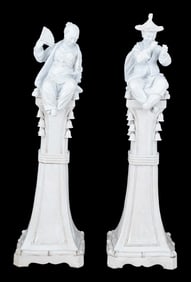 Italian Blanc de Chine Chinoiserie Figures, Pair