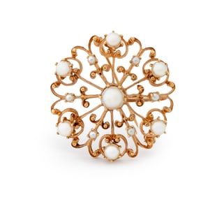 14K Yellow Gold Cultured Pearl Brooch Pendant