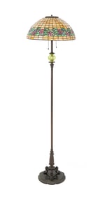 Handel "Periwinkle" Leaded Glass Bronze Floor Lamp