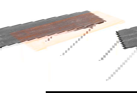 Arne Jacobsen x Fritz Hansen Rosewood Coffee Table: Arne Jacobsen for Fritz Hansen Rosewood and Polished Steel Coffee Table, unmarked. 19" H x 59.25" W x 25.25" D. Provenance: From a New York City Area Collection. Keywords: Scandinavian Design, Designe