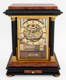 Kieninger Ebonized & Burlwood Table Clock