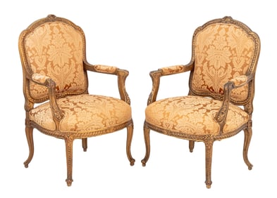 Regency Style Giltwood Fauteuils, Pair