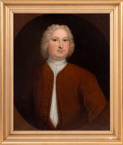 English School Portrait of a Man Oil, 18th C.