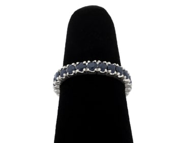 14K White Gold Blue Sapphire Band