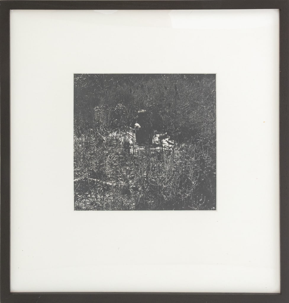 Ralph Eugene Meatyard Untitled Silver Print: Ralph Eugene Meatyard (American, 1925-1972), Untitled, Gelatin Silver Print, circa 1960, signed by the artist's widow Madelyn O. Meatyard to the verso, ebonized wood frame. Image: 7.25" H x 7.5" W; fr