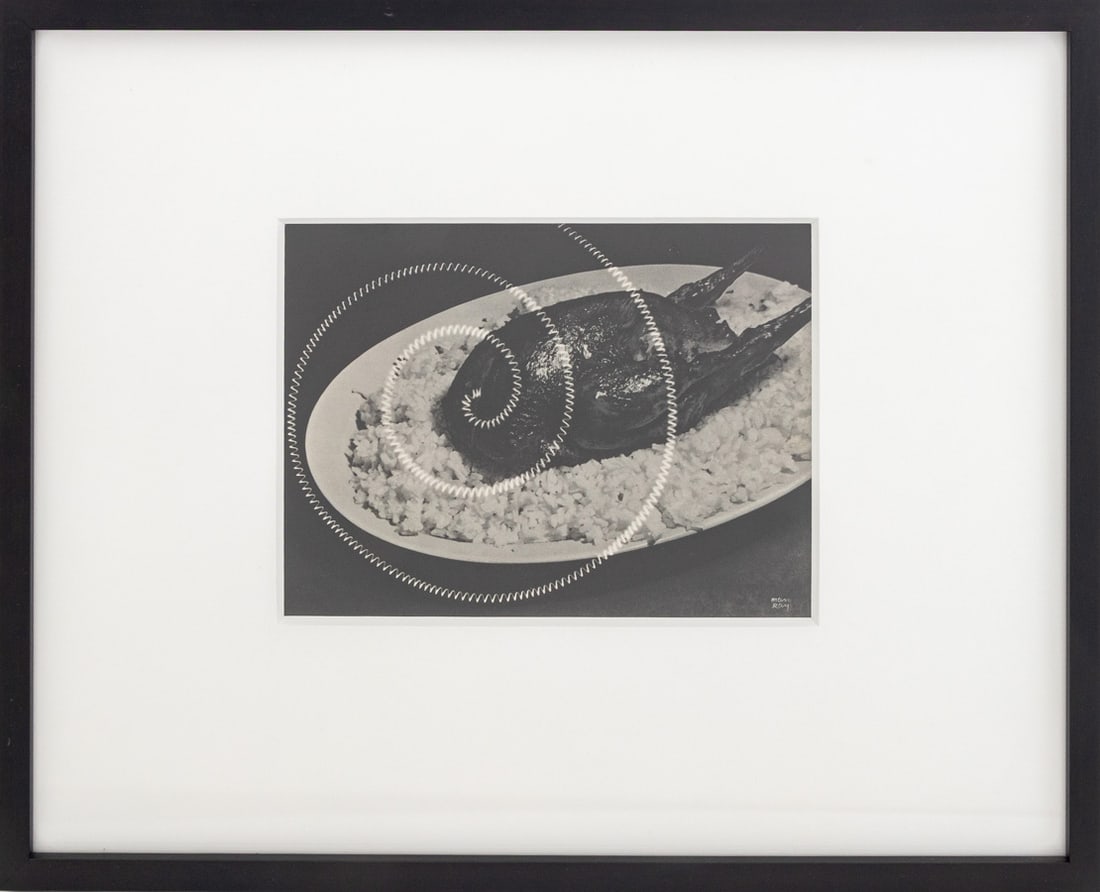 Man Ray "Cuisine" Photogravure, 1931: Man Ray (American, 1890-1976), "Cuisine", from the Electricite portfolio, Photogravure, 1931, signed lower right, from an edition of 500, Jackson Fine Art label to the reverse, ebonized wood frame. Im
