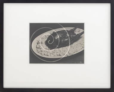 Man Ray "Cuisine" Photogravure, 1931: Man Ray (American, 1890-1976), "Cuisine", from the Electricite portfolio, Photogravure, 1931, signed lower right, from an edition of 500, Jackson Fine Art label to the reverse, ebonized wood frame. Im