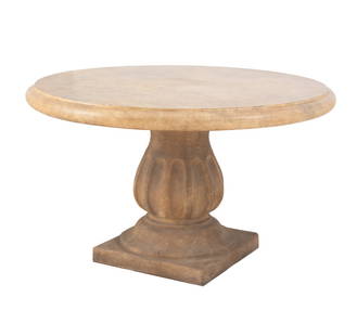Stone Composite Circular Garden Table: Stone Composite Circular Garden Table, with fluted stem above square base. 29" H x 47.25" Diameter. Provenance: From an East 81st Street New York City Estate. Keywords: Patio Furniture, Outdoor Furnit