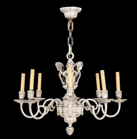 English Silver Plate Brass Knole Chandelier
