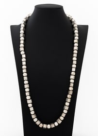 Mexican Modernist Sterling Silver Bead Necklace