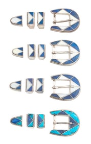 Navajo Sterling Turquoise Onyx & Lapis Buckles, 3