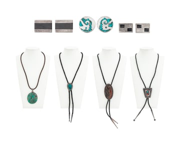 Sterling Silver Bolo Ties and Cuff Links, 7