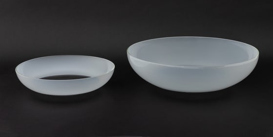 Barbini Murano Opaline Glass Centerpiece Bowls, 2