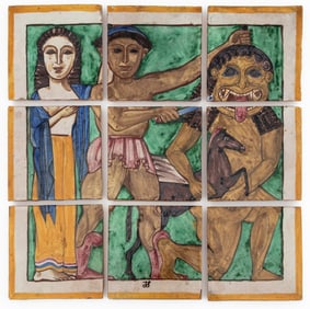 Majolica Tile Tableau of Perseus and Medusa, 9