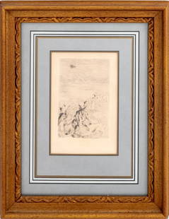 Pierre-Auguste Renoir "Sur La Plage..." Etching: Pierre-Auguste Renoir (French, 1841-1919), "Sur La Plage, a Berneval" [On the Beach, at Berneval], Etching, signed in plate lower right, Societe de Verification de la Nouvelle Gravure Internationale o