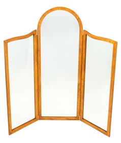 Modern Walnut Folding Mirrored Screen