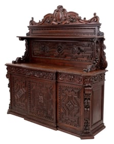 Renaissance Revival Carved Oak Sideboard