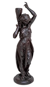 French "The Water Carrier" Patinated Bronze
