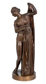 Italian "Bathing Venus" Patinated Bronze Sculpture